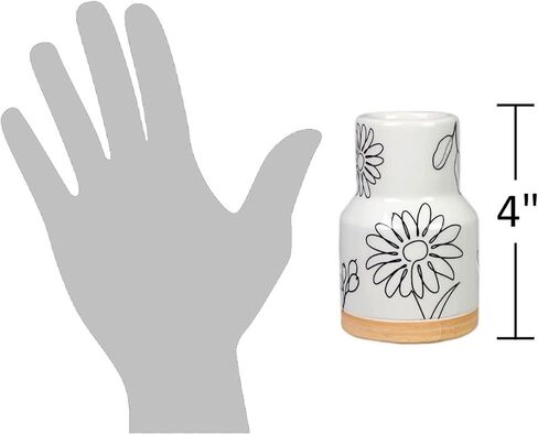 The Bridge Collection 3.93" Black and White Small Floral Vase - Miniature Flower Vase for Home Decor - Black and White Vase for Country, Farmhouse, Cottage Decor in Saudi Arabia