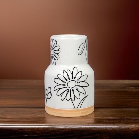 The Bridge Collection 3.93" Black and White Small Floral Vase - Miniature Flower Vase for Home Decor - Black and White Vase for Country, Farmhouse, Cottage Decor in Saudi Arabia