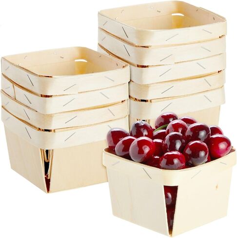 Bright Creations 10 Pack 1-Pint Wooden Berry Baskets for Picking Fruit, Arts and Crafts, Decor, 4 Inch Square Vented Wood Berry Containers in Saudi Arabia