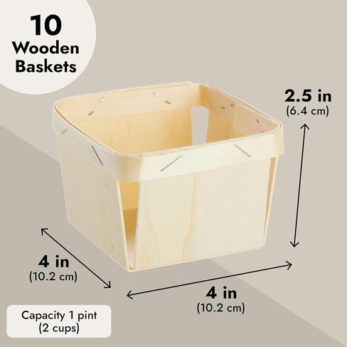 Bright Creations 10 Pack 1-Pint Wooden Berry Baskets for Picking Fruit, Arts and Crafts, Decor, 4 Inch Square Vented Wood Berry Containers in Saudi Arabia