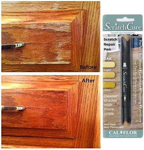 CalFlor ScratchCure Pens Rainbow Pack: 6 Double Tipped Repair Pens for Use on Wood, Laminate, Flooring & Furniture: includes Maple, Chestnut, Cherry, Light Gray, Mahogany and Oak in Saudi Arabia