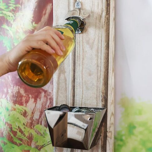 Stainless Beer Cap Opener Wall Mounted Bottle Opener with Cap Catcher Antique Copper in Kuwait
