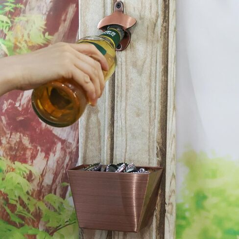 Stainless Beer Cap Opener Wall Mounted Bottle Opener with Cap Catcher Antique Copper in Kuwait