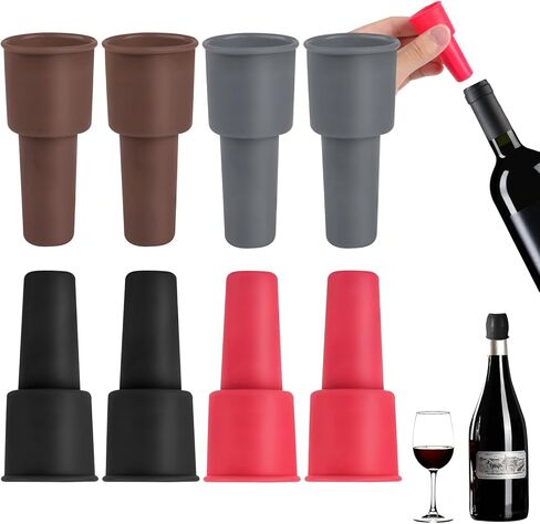 8 PCS Reusable Sparkling Wine Bottle Stopper, Double Sealed Silicone Wine Bottle Stoppers, Silicone Wine Stoppers for Wine Bottles to Keep Wine Champagne Fresh for Making Cellars Home Use in Kuwait