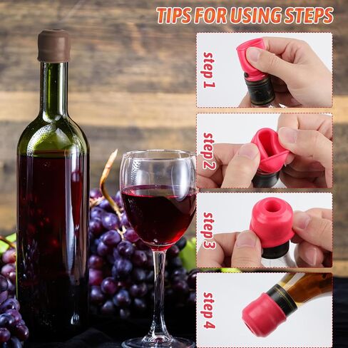 8 PCS Reusable Sparkling Wine Bottle Stopper, Double Sealed Silicone Wine Bottle Stoppers, Silicone Wine Stoppers for Wine Bottles to Keep Wine Champagne Fresh for Making Cellars Home Use in Kuwait