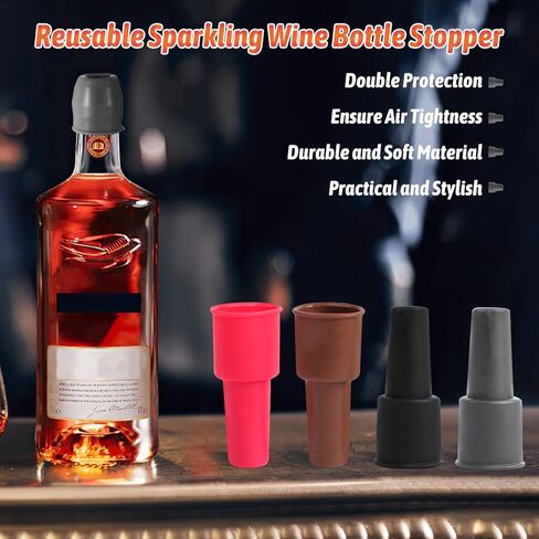 8 PCS Reusable Sparkling Wine Bottle Stopper, Double Sealed Silicone Wine Bottle Stoppers, Silicone Wine Stoppers for Wine Bottles to Keep Wine Champagne Fresh for Making Cellars Home Use in Kuwait