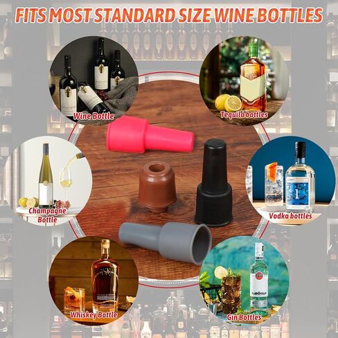 8 PCS Reusable Sparkling Wine Bottle Stopper, Double Sealed Silicone Wine Bottle Stoppers, Silicone Wine Stoppers for Wine Bottles to Keep Wine Champagne Fresh for Making Cellars Home Use in Kuwait