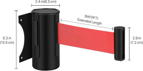 Flexzion Crowd Control Retractable Belt Barrier - 10Ft 3m Wall Mounted Safety Barrier Belt, Queue Line Dividers with Slow-Retract Nylon Rope Belt & Sturdy Steel Red Case for Indoor/Outdoor, 2 Pack in Saudi Arabia