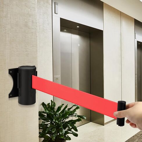 Flexzion Crowd Control Retractable Belt Barrier - 10Ft 3m Wall Mounted Safety Barrier Belt, Queue Line Dividers with Slow-Retract Nylon Rope Belt & Sturdy Steel Red Case for Indoor/Outdoor, 2 Pack in Saudi Arabia