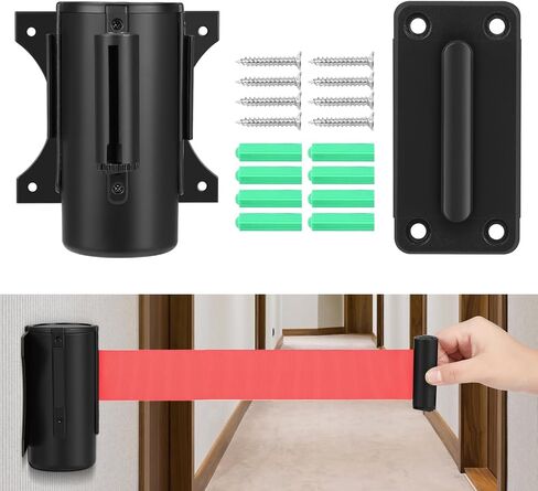 Flexzion Crowd Control Retractable Belt Barrier - 10Ft 3m Wall Mounted Safety Barrier Belt, Queue Line Dividers with Slow-Retract Nylon Rope Belt & Sturdy Steel Red Case for Indoor/Outdoor, 2 Pack in Saudi Arabia