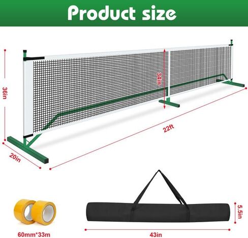 Pickleball Net, Pickleball Net For Driveway With Carrying Bag And Court Marker Tapes, 22ft Usapa Regulation Size Portable Pickleball Net, Steady Metal Frame For All-Weather Resistant Play In Backyards in Saudi Arabia
