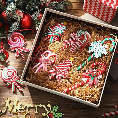 8 Pieces Christmas Lollipop Ornaments Candy Peppermint Ornaments Xmas Candy Cane Decorations Decorative Hanging Ornaments with Ropes for Christmas Tree Candy Party Decor (Classic Style) in Saudi Arabia