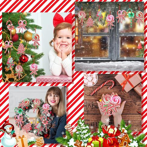 8 Pieces Christmas Lollipop Ornaments Candy Peppermint Ornaments Xmas Candy Cane Decorations Decorative Hanging Ornaments with Ropes for Christmas Tree Candy Party Decor (Classic Style) in Saudi Arabia