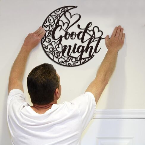 Moon Wall Decor, Wall Decor Living Room, Bedroom Wall Decor, Boho Wall Art Decor, Line Art Wall Decor, Quotes Wall Decor Metal, Bedroom Wall Art Decor Above Bed, Good Night Wall Decor 12 inches in Saudi Arabia
