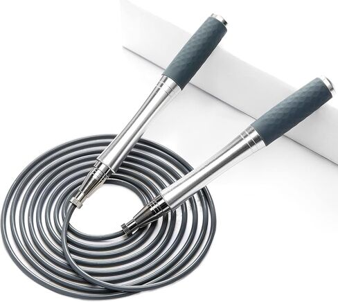 High Speed Jump Rope, 2Cables, Professional Fitness, Cardio Boxing Endurance Training Exercise Tangle-Free Adjustable Length Silicone Grip Design Weighted Jumping Rope Workout Home Gym Men Women Kids in Saudi Arabia