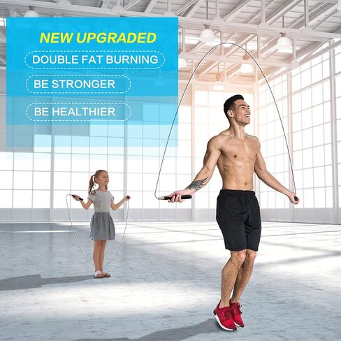 High Speed Jump Rope, 2Cables, Professional Fitness, Cardio Boxing Endurance Training Exercise Tangle-Free Adjustable Length Silicone Grip Design Weighted Jumping Rope Workout Home Gym Men Women Kids in Saudi Arabia