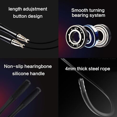 High Speed Jump Rope, 2Cables, Professional Fitness, Cardio Boxing Endurance Training Exercise Tangle-Free Adjustable Length Silicone Grip Design Weighted Jumping Rope Workout Home Gym Men Women Kids in Saudi Arabia