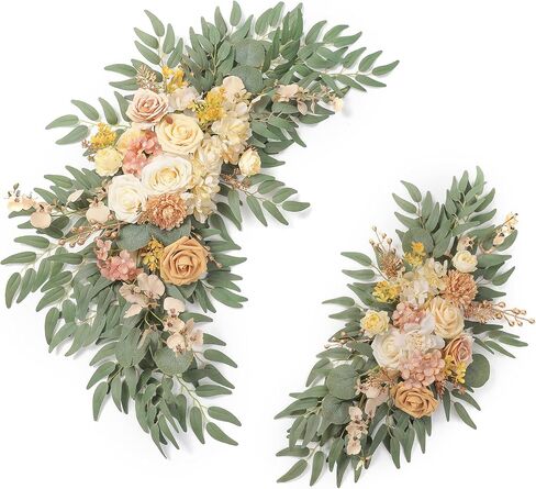 YYHUAWU Artificial Wedding Arch Flowers Swag Kit (Pack of 2) for DIY Fake Flower Arrangements Party Welcome Ceremony Sign and Reception Backdrop Floral Decoration (Blush Pink) in Saudi Arabia