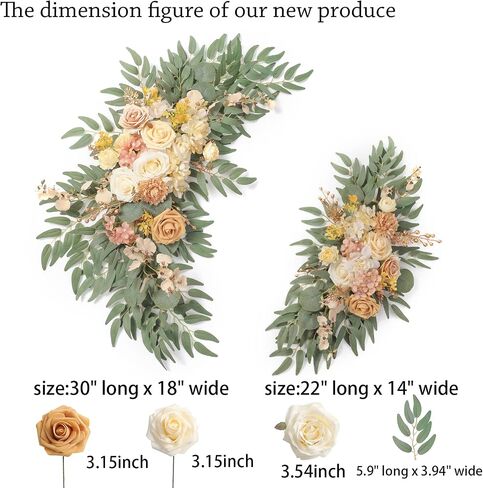 YYHUAWU Artificial Wedding Arch Flowers Swag Kit (Pack of 2) for DIY Fake Flower Arrangements Party Welcome Ceremony Sign and Reception Backdrop Floral Decoration (Blush Pink) in Saudi Arabia