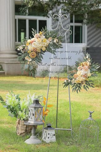 YYHUAWU Artificial Wedding Arch Flowers Swag Kit (Pack of 2) for DIY Fake Flower Arrangements Party Welcome Ceremony Sign and Reception Backdrop Floral Decoration (Blush Pink) in Saudi Arabia