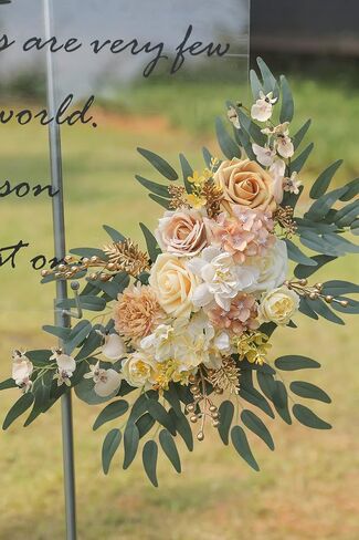 YYHUAWU Artificial Wedding Arch Flowers Swag Kit (Pack of 2) for DIY Fake Flower Arrangements Party Welcome Ceremony Sign and Reception Backdrop Floral Decoration (Blush Pink) in Saudi Arabia