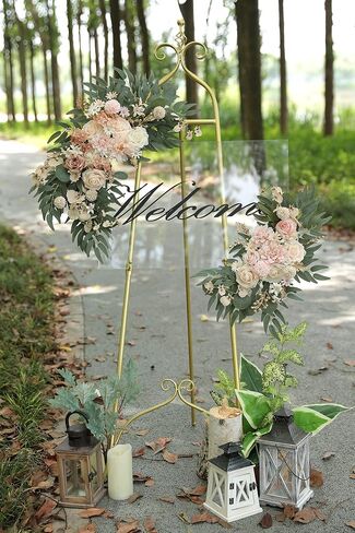 YYHUAWU Artificial Wedding Arch Flowers Swag Kit (Pack of 2) for DIY Fake Flower Arrangements Party Welcome Ceremony Sign and Reception Backdrop Floral Decoration (Blush Pink) in Saudi Arabia