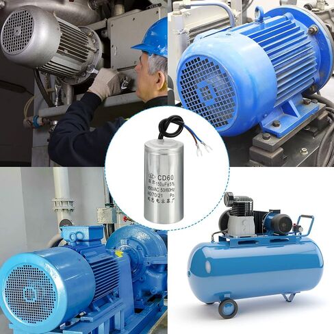 مكثف تشغيل PATIKIL CD60، 150 فائق التوهج 450VAC 2 سلكين 5% تسامح 50/60 هرتز مكثف بدء تشغيل المحرك لمحرك ضاغط الهواء يبدأ في التشغيل in Saudi Arabia