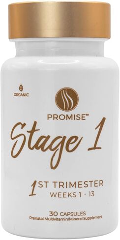 Promise Prenatal Stage 1 First Trimester Prenatal Vitamins for Weeks 1- Organic, Vegan, Gentle, Non-GMO, Trimester Specific Pregnancy Nutrition (30 Count) in Saudi Arabia