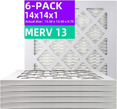 14x14x1 MERV 13 (6 عبوات) فلتر هواء مطوي (الحجم الفعلي: 13.50 بوصة × 13.50 بوصة × 0.75 بوصة) MPR 1900 & FPR 10، مرشحات هواء الفرن in Saudi Arabia