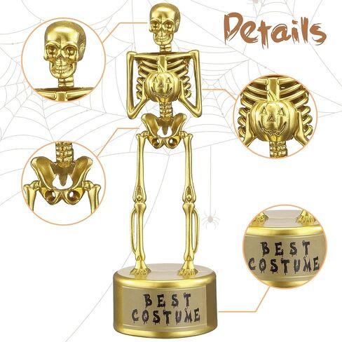 Halloween Party Supplies, Halloween Trophy Awards, 4 Pack Halloween Costume Contest Trophies for Kids Adults with Sticker, Golden Skeleton Trophy for Party Awards in Saudi Arabia