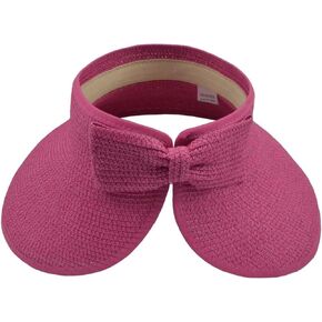 Beach Hats for Women Packable, Folding Straw Sun Hat Wide Brim & Ponytail for Pool UV Protection & Summer Travel SW-H2