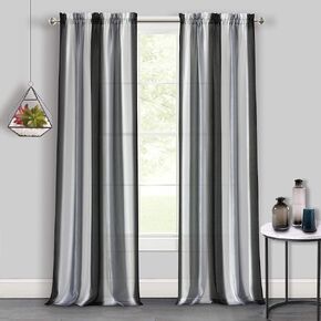 Spectrum Rod Pocket Panel Window Curtain - 50 Inch Width, 63 Inch Length- Black/Silver - Semi-Sheer & Machine Washable Soft Polyester Drapes for Bedroom Living & Dining Room by Achim Home Decor