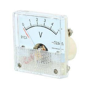 YOKIVE Analog Panel Voltmeter, 91C4 DC 0-5V Volt Meter Gauge, Great for Circuit Testing Measurement Equipment (Clear, White, Rectangle)