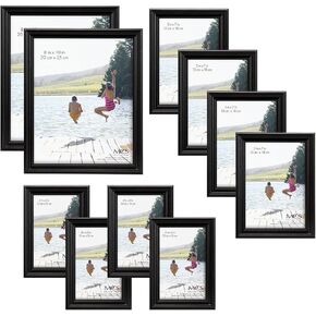 MCS 10pc Picture Frame Value Set - Two 8x10 in, Four 5x7 in, Four 4x6 in, Antique Pine Stain (65706)