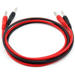 MEETOOT 2PCS Banana Plug to Crocodile Alligator Clip Cable Stackable Test Lead Wire Cable Set 15A 1M