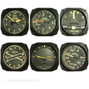 Vintage Aircraft Instrument Coaster Set - Set of 6