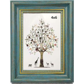 4x6 Picture Frames Blue Photo Frame.(Turquoise Colored) Picture 4x6 inch.Darker Blue & Gold. Plexiglass Panel(not Glass).Plastic Packaging(not Carton).