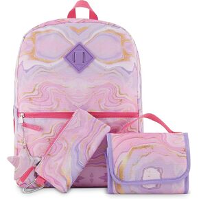 مجموعة حقيبة ظهر للفتيات مكونة من 5 قطع من Cudlie مع حقيبة غداء، وحقيبة أقلام، ومشبك حلقة تسلق، وسلسلة مفاتيح - حقيبة ظهر خفيفة الوزن للأطفال للمدرسة/السفر - نجوم لطيفة/وردي in Kuwait