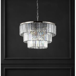 Safavieh Couture Collection Karissa Art Deco Crystal Nickle 3-Tier Adjustable Halo Chandelier