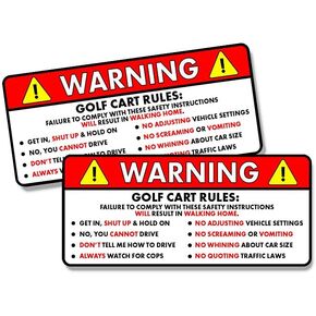 Kramer sticker's shop Golf Cart Rules Warning Safety Instructions 2 Pack 5 inch Sticker for Car Vinyl Decal Window Truck Window Car Bumper Sticker Laptop Decal Motorcycle Helmet