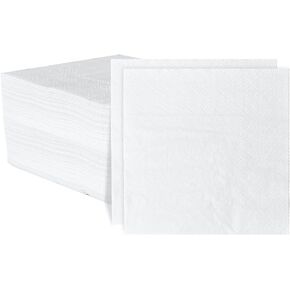 100 pcs 2-Ply Light Blue Napkins Folded 5 x 5 inch Disposable Cocktail Napkins Paper Napkins for Dinner Wedding Party Baby Blue Beverage Napkins