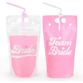 xo, Fetti Bachelorette Party Team Brides Drink Pouches - 16 count | Bach Party Drinkware, Cute Bridal Shower Party Cups, Bridesmaid Favor, Bride to Be Gift, Engagement Supplies