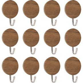 MOROBOR Plum Blossom Shape Self Adhesive Hooks, 12 PCS Wood Grain Heavy Duty Plastic Hooks Wall Key Hook Holders Bath Towel Hooks Hanger for Home Kitchen Bathroom Office Door