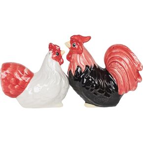 Pacific Giftware Rooster and Hen Attractives Salt Pepper Shaker Made of Ceramic