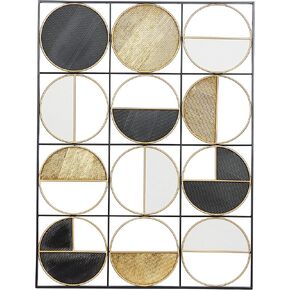 CosmoLiving by Cosmopolitan Metal Geometric Home Wall Decor Half Moon Wall Sculpture with Gold Detailing, Wall Art 30" x 1" x 40", Black in Kuwait