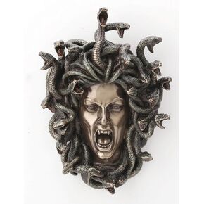 Veronese Design 7 1/4 Inch Greek Head Of Medusa Wall Plaque Cold Cast Resin Antique Bronze Finish Wall Sculpture Home Decor