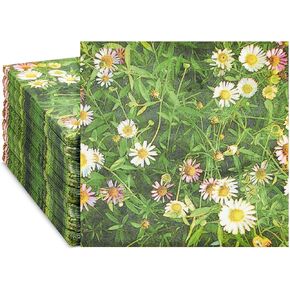 Juvale 100 Pack Daisy Disposable Floral Paper Napkins, 2-Ply, 6.5x6.5", Napkins for Garden Bridal Shower, Tea Party, Wedding & Decorative Party Supplies