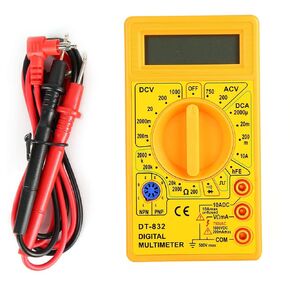 Multimeter Tester, -832 Handheld Pocket Digital Multimeter AC DC Voltage Current Resistance Tester with Buzzer,Ohm Volt Amp Meter (Yellow)