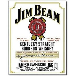 Nostalgic Jim Beam White Label Bourbon Whiskey Retro Emobssed Metal Tin Sign 8x12in in Kuwait