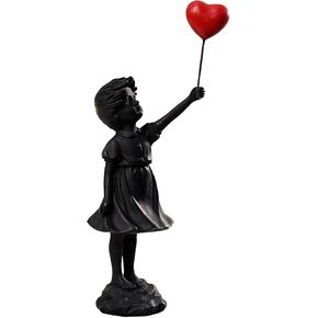 Flying Balloon Girl Statue,Resin Figure Sculpture Crafts Ornament Modern Art Sculptures for Home Decor,Anti-war Theme